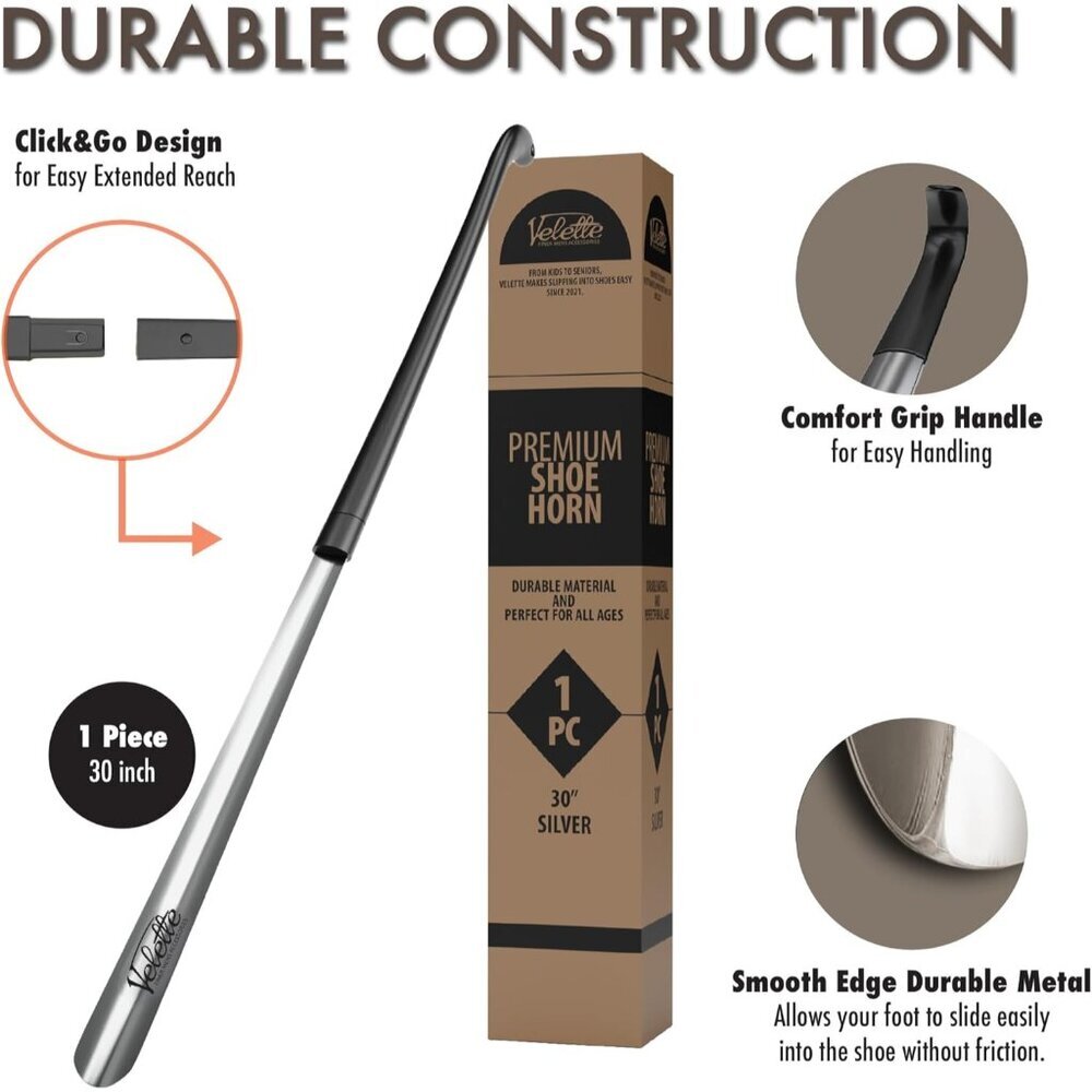 Metal Shoe Horn Long Handle for Seniors - 30" Extra Long Shoe Horn for Women, Me - Picture 4 of 9